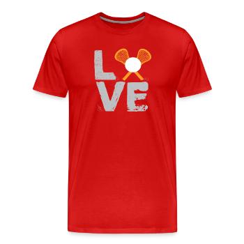 Amour Crosse Minimal Bâton Balle Sports Mode de vie - T-shirt bio Premium Homme - rouge - Devant - Damien (186cm)