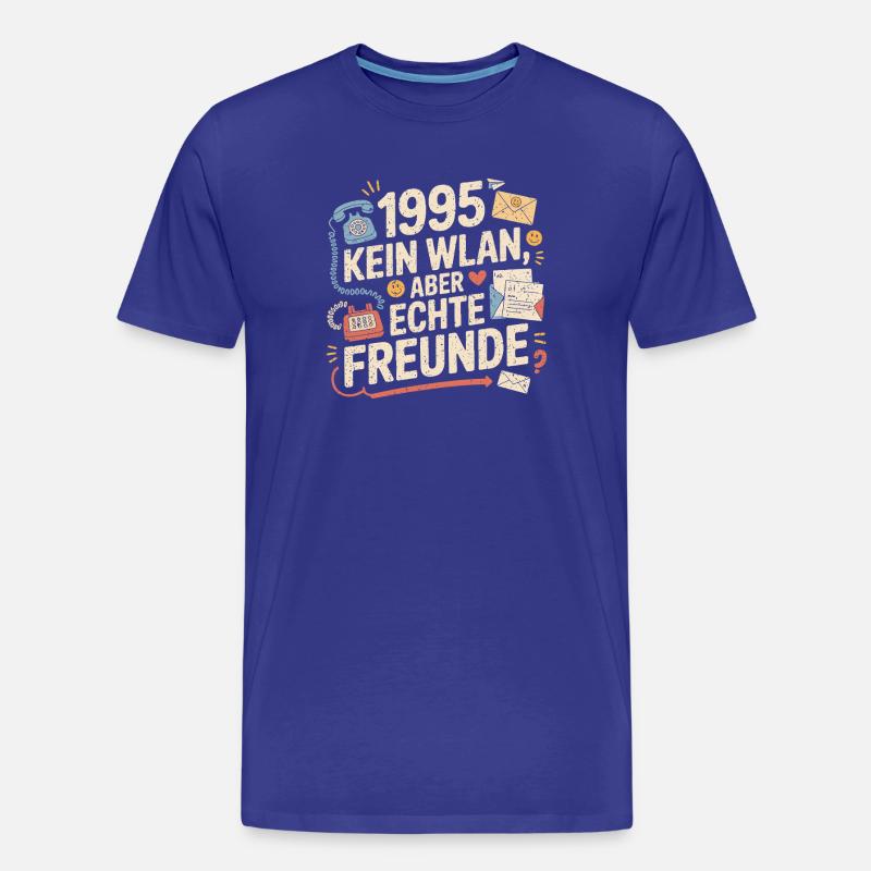 1995 Kein WLAN Aber Echte Freunde - Männer Premium Bio T-Shirt - Königsblau