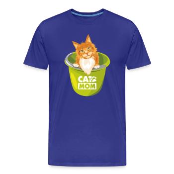 Niedliche rote Katze lugt aus dem Eimer - Männer Premium Bio T-Shirt - Königsblau - Vorne - Damien (186cm)