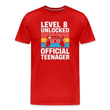 Level 8 Freigeschalteter Geburtstags-Gamer-Geburtstag - Männer Premium Bio T-Shirt - Rot - Vorne - Damien (186cm)