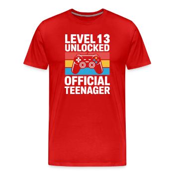 Level 13 freigeschalteter offizieller Teenager - Männer Premium Bio T-Shirt - Rot - Vorne - Damien (186cm)