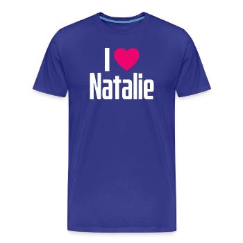 J’aime Natalie Coeur rose J’aime Natalie - T-shirt bio Premium Homme - bleu roi - Devant - Damien (186cm)