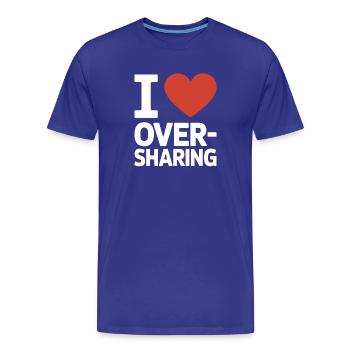 J’adore trop partager d’infos sur les réseaux sociaux TMI - T-shirt bio Premium Homme - bleu roi - Devant - Damien (186cm)