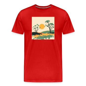 Solar Horizon and Pines - Men's Premium Organic T-Shirt - red - Front - Damien (186cm)