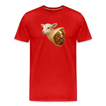 Brochette d’agneau | Réduction de la consommation de viande - T-shirt bio Premium Homme - rouge - Devant - Damien (186cm)