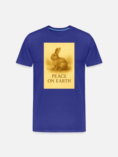 Peace on Earth Rabbit Print - Men's Premium Organic T-Shirt - royal blue