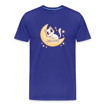 Dreamy Lunar Cat - Men's Premium Organic T-Shirt - royal blue - Front - Damien (186cm)