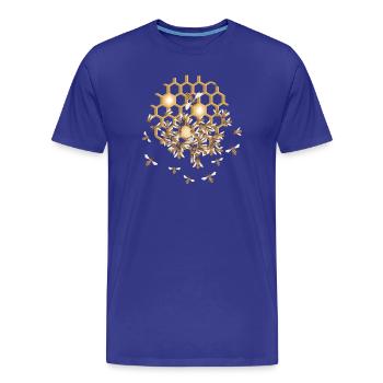 Essaim détaillé d’abeilles sur nid d’abeilles - T-shirt bio Premium Homme - bleu roi - Devant - Damien (186cm)