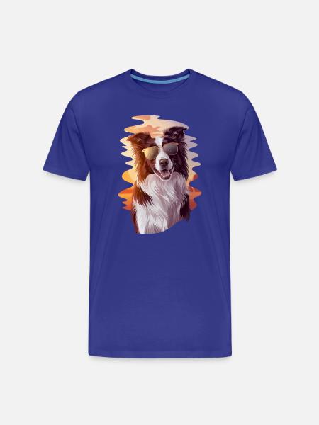 Cool Border Collie Before Sunset With - Men's Premium Organic T-Shirt - royal blue