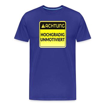 ATTENTION MOTIVATION DRÔLE - T-shirt bio Premium Homme - bleu roi - Devant - Damien (186cm)