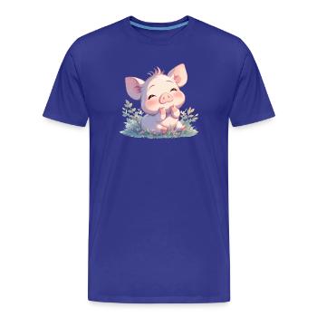 Schweine Schwein - Männer Premium Bio T-Shirt - Königsblau - Vorne - Damien (186cm)