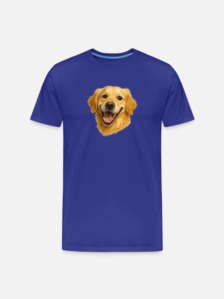 Cheerful Golden Retriever Head - Men's Premium Organic T-Shirt - royal blue