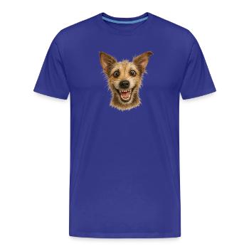 Wahnsinnig fröhlicher Hundekopf - Männer Premium Bio T-Shirt - Königsblau - Vorne - Damien (186cm)