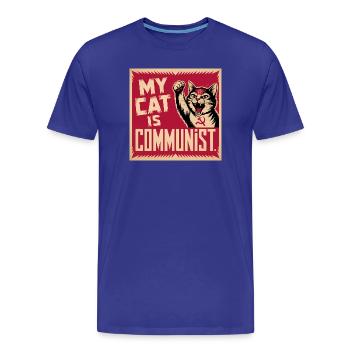 Mon chat est communiste - T-shirt de propagande Drôle de Chat - T-shirt bio Premium Homme - bleu roi - Devant - Damien (186cm)