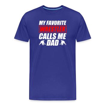 Mon catcheur préféré : Papa drôle de catch - T-shirt bio Premium Homme - bleu roi - Devant - Damien (186cm)