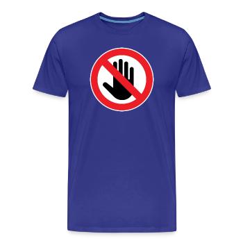 Caution Do Not Touch, Do Not Touch Symbol - Men's Premium Organic T-Shirt - royal blue - Front - Damien (186cm)
