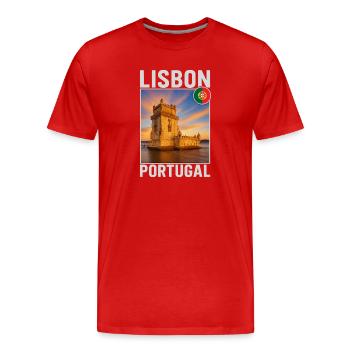 Lissabon - Männer Premium Bio T-Shirt - Rot - Vorne - Damien (186cm)