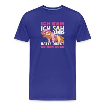 Drôle de paresseux sans motivation - T-shirt bio Premium Homme - bleu roi - Devant - Damien (186cm)