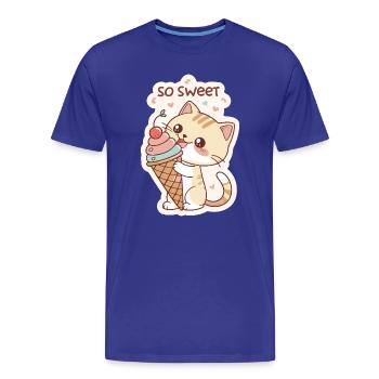 Gourmet cat and pastel cone - Men's Premium Organic T-Shirt - royal blue - Front - Damien (186cm)