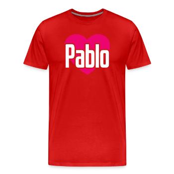 I Love Pablo Pink Heart I Love Pablo - Men's Premium Organic T-Shirt - red - Front - Damien (186cm)