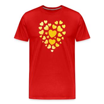 Gelbe Herzen Muster gelbes Herz - Männer Premium Bio T-Shirt - Rot - Vorne - Damien (186cm)
