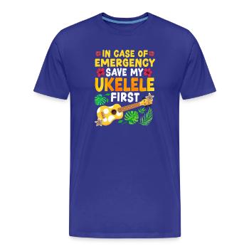 Ukulélé hawaïen en cas de - T-shirt bio Premium Homme - bleu roi - Devant - Damien (186cm)