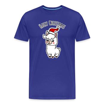 Niedliches Alpaka mit Zipfelmütze für die Festtage - Männer Premium Bio T-Shirt - Königsblau - Vorne - Damien (186cm)
