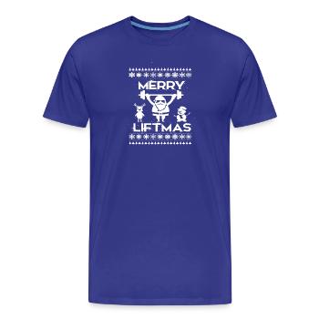 Christmas Power Santa Lifts Weights - Men's Premium Organic T-Shirt - royal blue - Front - Damien (186cm)