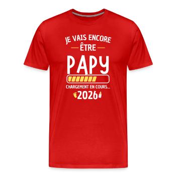 Opa 2026 lädt neues Baby - Männer Premium Bio T-Shirt - Rot - Vorne - Damien (186cm)