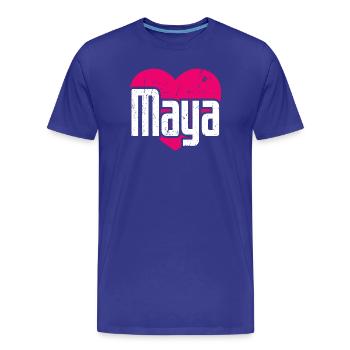 J’aime Maya Cœur Rose J’aime Maya - T-shirt bio Premium Homme - bleu roi - Devant - Damien (186cm)