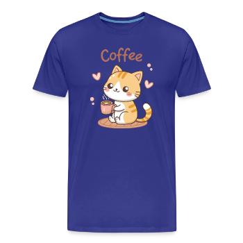 Katzenkaffee Kawaii Latte - Männer Premium Bio T-Shirt - Königsblau - Vorne - Damien (186cm)