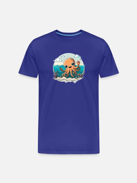 Happy squid on the beach - Men's Premium Organic T-Shirt - royal blue