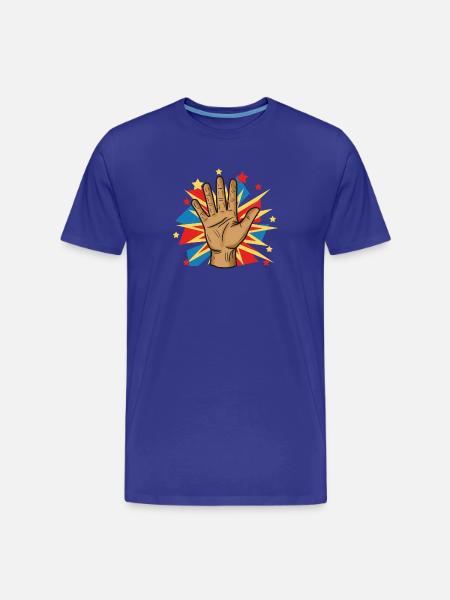 Comic hand with explosion burst - Men's Premium Organic T-Shirt - royal blue