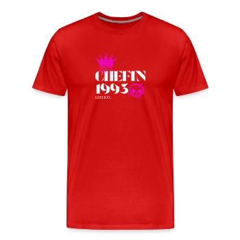 Chefin Edition 1993 32 Geburtstag Spruch - Männer Premium Bio T-Shirt - Rot - Vorne - Damien (186cm)