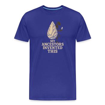 Outils préhistoriques en pierre d’Homo - T-shirt bio Premium Homme - bleu roi - Devant - Damien (186cm)