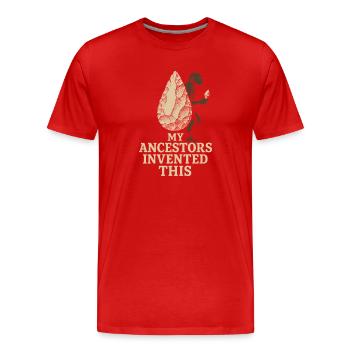 Prähistorische Steinwerkzeuge Des Homo - Männer Premium Bio T-Shirt - Rot - Vorne - Damien (186cm)