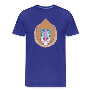 Babouin Babouin Primate Singe Singe - T-shirt bio Premium Homme - bleu roi - Devant - Damien (186cm)