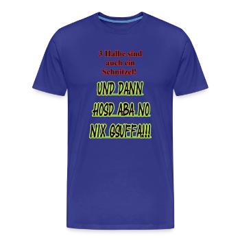 Half Schnitzel Saying Shirt - Men's Premium Organic T-Shirt - royal blue - Front - Damien (186cm)