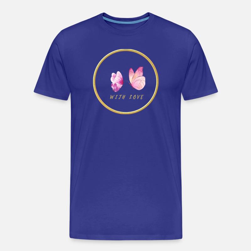 Rosa Schmetterlinge mit Liebe - with love - Männer Premium Bio T-Shirt - Königsblau