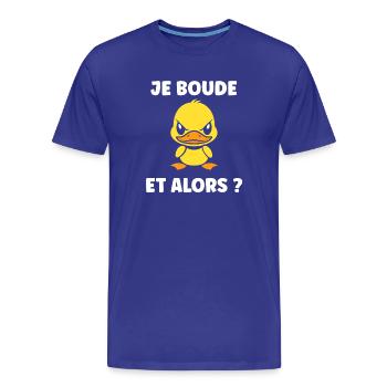 Je Bouge Canard Déjanté - T-shirt bio Premium Homme - bleu roi - Devant - Damien (186cm)