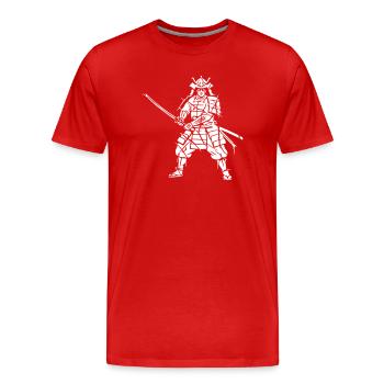 Samurai Splitter Mosaik Kunst Vektor - Männer Premium Bio T-Shirt - Rot - Vorne - Damien (186cm)