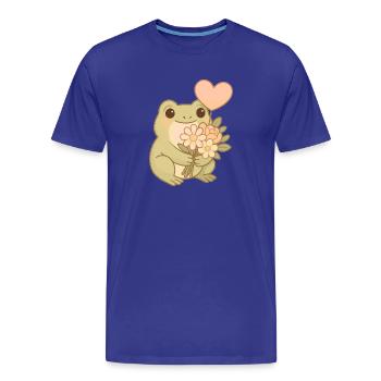 Kawaii Frosch mit Blumen – Cute Frogcore Art - Männer Premium Bio T-Shirt - Königsblau - Vorne - Damien (186cm)