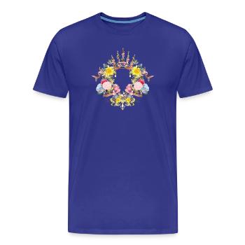 Barocker Blütenkranz mit zarten Frühlingsakzenten - Männer Premium Bio T-Shirt - Königsblau - Vorne - Damien (186cm)