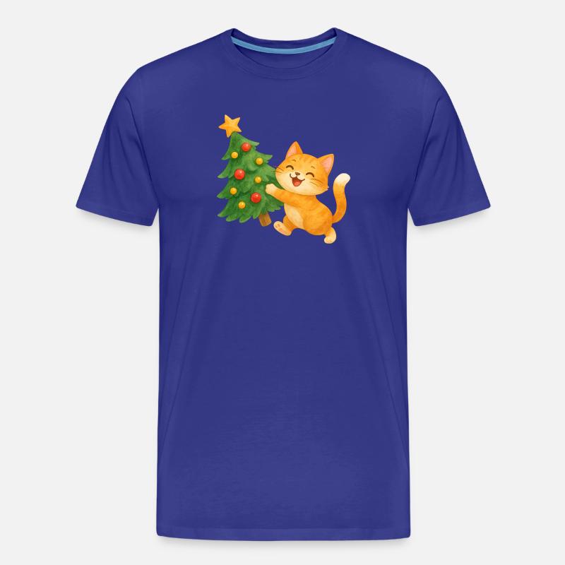 Katzenglück am Weihnachtsbaum - Männer Premium Bio T-Shirt - Königsblau