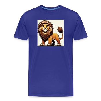 Lion cartoon chaleureux - T-shirt bio Premium Homme - bleu roi - Devant - Damien (186cm)