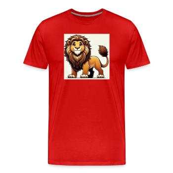 Warm cartoon lion - Men's Premium Organic T-Shirt - red - Front - Damien (186cm)
