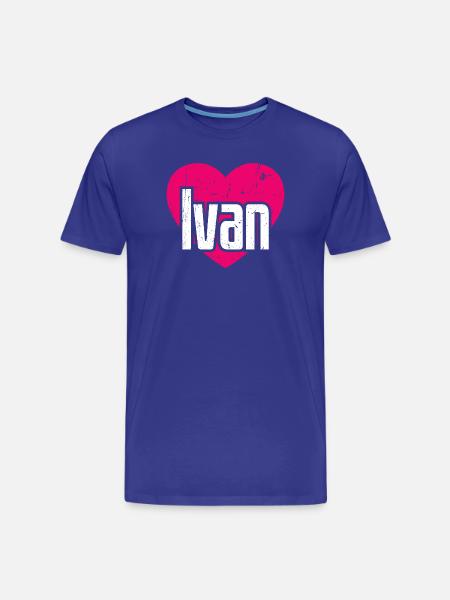 J’aime Ivan Coeur Rose J’aime Ivan - T-shirt bio Premium Homme - bleu roi