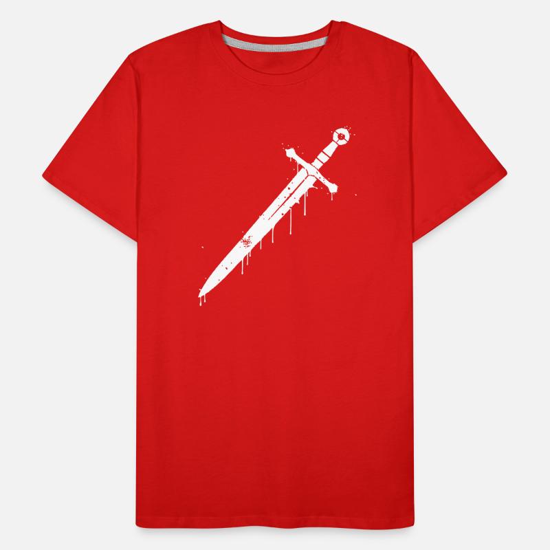 Épée de chevalier graffiti Moyen Âge T-shirt bio Premium Homme