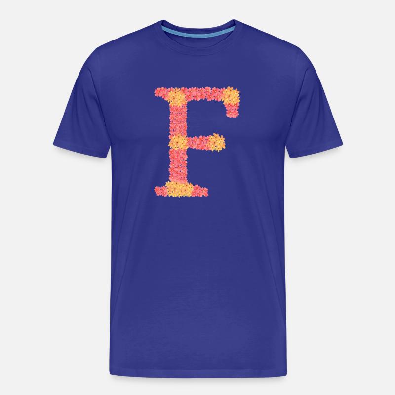 Dein Initial "F" mit Blüten  - Männer Premium Bio T-Shirt - Königsblau