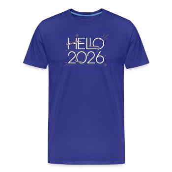 Neon Hallo 2026 - Männer Premium Bio T-Shirt - Königsblau - Vorne - Damien (186cm)